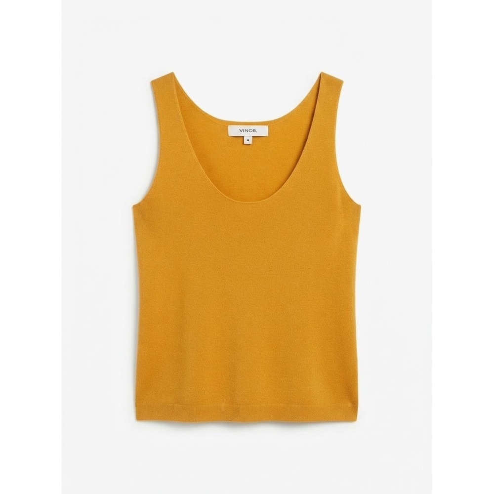 Vince Cashmere Tank Top Womens Medium Yellow Scoop Neck Excellent